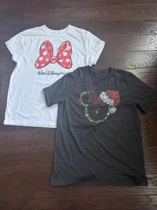Disney Tops - Disney Women's White Minnie Bow & Charcoal Mickey Holiday Tee Set
